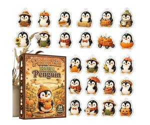 Harvest Countdown Calendar 2D Acrylic - Penguin Ornament Advent 24 Days of | 24 Days of Fall Countdown Decoration for Kids Adults Home | Apartment Living Room Tree Wall Window Mantel Party Harvest 2D