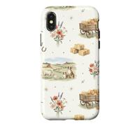 Harvest Homestead Sheep Dog Foin Fields Wagon Farm Aquarelle Coque pour iPhone X/XS