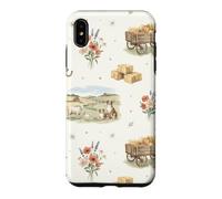 Harvest Homestead Sheep Dog Foin Fields Wagon Farm Aquarelle Coque pour iPhone XS Max