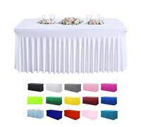 HARVEST HOUSE Nappe en élasthanne Extensible pour Table Rectangulaire | Infroissable Extensibles avec Jupe pour Fêtes, événements, Mariages, Banquets (4FT/5FT/6FT/8FT)