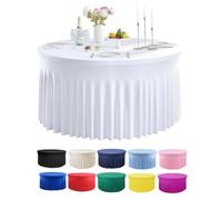 HARVEST HOUSE Nappes Rondes Extensibles en Spandex pour Tables Rondes | 4FT/5FT/6FT/8FT Nappe Ronde Style Jupe en Spandex pour Réception de Mariage, Banquet, Fête, Anniversaire