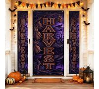 Harvest Lot de 3 housses de porte de bienvenue en forme de chauve-souris de maïs d'automne violettes pour maison, extérieur, entrée, cour, patio