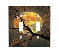 Harvest Moon - Plaques de protection pour interrupteur, arbres oranges au clair de lune pour décoration d'intérieur, plaques murales en thermoplastique, taille standard à double bascule