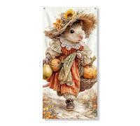 Harvest Mouse Bannière décorative vintage pour porte d'entrée, festival d'automne et de vacances 91,4 x 183 cm