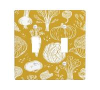 Harvest - Plaques de protection pour interrupteur de lumière, jaune moutarde, légumes d'automne pour décoration murale, plaques murales thermoplastique, taille standard double à bascule