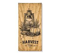 Harvest Time Bannière décorative pour porte - Lanterne rustique citrouille florale pour intérieur ou extérieur - Décoration d'automne - 91,4 x 183 cm