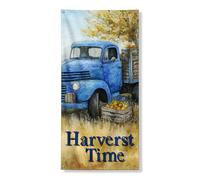 Harvest Time Bannière décorative vintage avec camion bleu et pommes, décoration d'intérieur et d'extérieur pour festival d'automne 91,4 x 183 cm