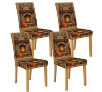Harvest Time Lot de 4 housses de chaise en élasthanne extensibles et lavables pour chaises de salle à manger, cuisine et salle à manger d'automne