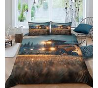 Harvesting machine Linge de Lit Microfibre résistante 3 Pièces 3D Imprimée Facile d'entretien Rural soir scène Housse de Couette avec Taie d'oreiller Douce for Chambre Adulte Single（140x200cm）
