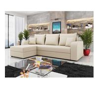 Harvey - canapé d'angle réversible - 4 places - convertible avec coffre - en tissu - Beige