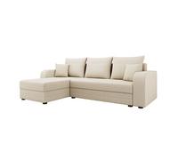 Harvey - Canapé d'angle réversible 4 places convertible avec coffre en tissu - Beige