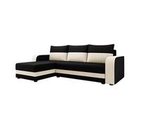 Harvey - Canapé d'angle réversible 4 places convertible avec coffre en tissu bicolore - Gris / Beige