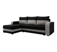Harvey - Canapé d'angle réversible 4 places convertible avec coffre en tissu bicolore - Gris Gris G