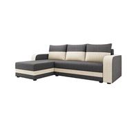 Best mobilier Canapé d'angle Harvey 4 places réversible coffre tissu bicolore Noir/Beige