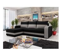 Harvey - Canapé d'angle réversible 4 places convertible avec coffre en tissu bicolore - Noir / Gris
