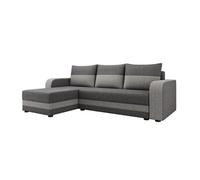 Harvey - Canapé d'angle réversible 4 places convertible avec coffre en tissu bicolore - Noir / Gris