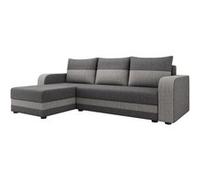 Harvey - Canapé d'angle réversible 4 places convertible avec coffre en tissu bicolore - Noir / Gris Noir / Gris G