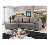 Best Mobilier - Canapé d'angle Convertible avec Coffre Réversible Harvey en Tissu - Canapé Lit - Sofa Gris Clair 4 Places - Angle Droit - ou Gauche - Salon
