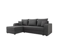Harvey - Canapé d'angle réversible 4 places convertible avec coffre en tissu - Gris foncé