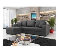 Harvey - canapé d'angle réversible - 4 places - convertible avec coffre - en tissu - Gris foncé