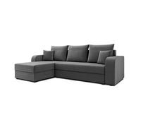 Harvey - Canapé d'angle réversible 4 places convertible avec coffre en velours - Gris
