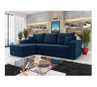 Bestmobilier - Canapé d'angle Convertible Réversible Harvey en Velours - Canapé Lit - Sofa Bleu Marine 4 Places - Angle Droit - ou Gauche - Salon