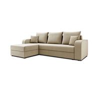 Harvey - canapé d'angle réversible - convertible - avec coffre - en velours - 4 places - style contemporain - Beige