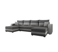 Harvey - canapé panoramique en U - 7 places - convertible avec coffre - en tissu - Gris