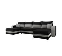 Bestmobilier - Canapé Panoramique en U Convertible avec Coffre Harvey en Tissu - Canapé Lit - Grand Sofa XXL Gris 7 Places - Salon