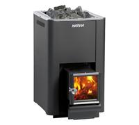 Harvia Pro 20 SL BImSchV2 Poêle de sauna à bois 24,1 kW - poêle de sauna à bois à façade inox pour 8-20 m³, capacité 40 kg de pierres, chargement depuis la pièce voisine, BImSchV 2, Noir