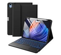 Harvopu Compatible avec iPad Air 11" et Air 5e/Air 4e génération avec clavier - Pavé tactile multi-touch, rétroéclairage 7 couleurs, étui folio amovible pour Air 11" M3/M2 (2025/2024) (noir)