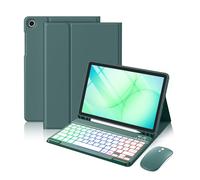 Harvopu Coque pour Galaxy Tab A11 Plus/A9 Plus 11" avec clavier, souris sans fil, clavier amovible, résistant aux taches avec porte-stylo pour tablette Galaxy A11+/A9+ 5G 11", vert pin