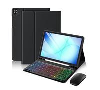 Harvopu Coque pour Galaxy Tab A11 Plus/A9 Plus 11" avec clavier, souris sans fil, clavier amovible, résistant aux taches avec porte-stylo pour tablette Galaxy A11+/A9+ 5G 11", noir