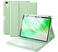Harvopu Étui avec clavier pour iPad Air 11" et Air 5e 4e génération | Étui folio amovible rétroéclairé 7 couleurs pour iPad Air 11" M4/M3/M2, Air 5/Air 4 11" avec porte-crayon - Vert
