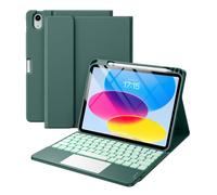 Harvopu Étui portefeuille avec clavier pour iPad A16 11e/10e génération | Pavé tactile multiple, rétroéclairage 7 couleurs, clavier amovible pour iPad A16 11"/10e génération avec porte-crayon