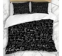 HARXISE Literie - Housse De Couette Physique Intégrale Blackboard Equations Physiques Formules Théorie Maths d'Einstein Mathématiques Temps Atome Microfibre Trois pièces 220 * 240cm
