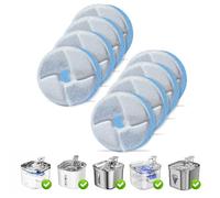HARY Lot de 8 filtres circulaires à double couche pour fontaine à eau de chat - Filtre de rechange pour fontaine à eau au charbon actif - Cartouche de filtre pour purification de l'eau - Pour