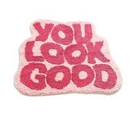 HARY Tapis de bain rose 50 x 80 cm You Look Good Tapis de bain coloré Tapis de bain Asymétrique pour salle de bain Tapis de douche antidérapant Tapis rose Dopamine Decor Get Naked