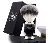 Haryali London Blaireau de rasage, blaireau classique pour homme, poils de blaireau à pointe argentée avec manche en laiton et argent, parfait pour tous les types de peau