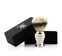 Haryali London Brosse de rasage pour homme avec pointe argentée pour barbe, moustache et poils du visage Rasage humide Cadeau parfait pour homme