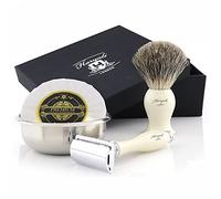 Haryali London Kit Rasage Homme - Kit Barbe Homme Avec Rasoir De Sécurité, Blaireau En Poils De Blaireau, Savon À Raser Et Bol À Raser