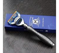 Haryali London Silver Antique Design 5 Edge Compatible Rasoir avec Poignée En Acier Inoxydable Rasage Rasoir Pour Homme