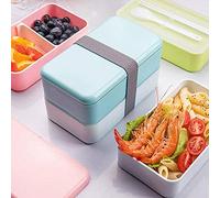 HARZONLI Boîtes à bento Bento Box japonaise Boîte à lunch, Carré Double Plastique Dentelle Déjeuner récipient avec Chopsticks cuillère, four micro-ondes portable Box for les enfants non mod & adultes,