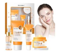 HASAIKA® Coffret de soins à la Vitamine C, Avec Sérum À La Vitamine C, Crème Hydratante à la Vitamine C, Ensemble Hydratant Apaisant pour e Visage Anti âge Rides Taches, 4 pièces