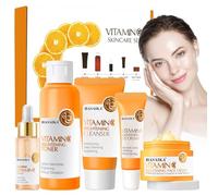 HASAIKA® Coffret de soins à la Vitamine C, Avec Sérum À La Vitamine C, Crème Hydratante à la Vitamine C, Ensemble Hydratant Apaisant pour e Visage Anti âge Rides Taches