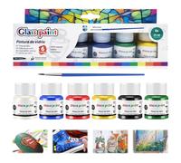 HASAIKA® Peinture pour vitrail, Peinture pour Verre, Glass Paint Color pour textiles/verre/publicité/aquarelle, 6 couleurs