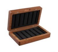 Hasaller Boîte de pêche à la mouche pour hameçons et mouches - Rangement en bois avec fente en mousse - Double face - Marron noyer - 14 x 8,5 x 4 cm - Organiseur de matériel de pêche en plein air