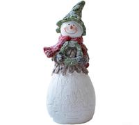 Hasaller Bonhomme de neige de Noël en résine - Figurine rustique blanche - Décoration festive pour les vacances, l'ambiance de la maison et la salle à manger d'hiver ou la cheminée (A)