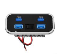 Hasaller Chargeur de voiture USB 4 ports 12 V 24 V 76 W Dual PD 3.0 Dual QC 3.0 Adaptateur pour voitures, camions, camping-cars, bateaux, motos Noir (avec interrupteur)