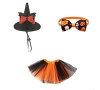 Hasaller Costume de sorcière d'Halloween 3 pièces avec jupe, chapeau, balai, tutu de sorcière, costume de sorcière pour fête, cosplay, déguisement de princesse